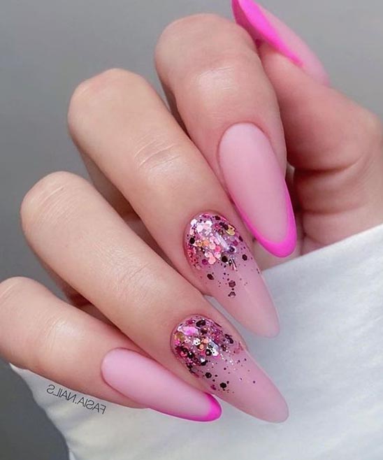 Pink Glitter French Tip Nail Design