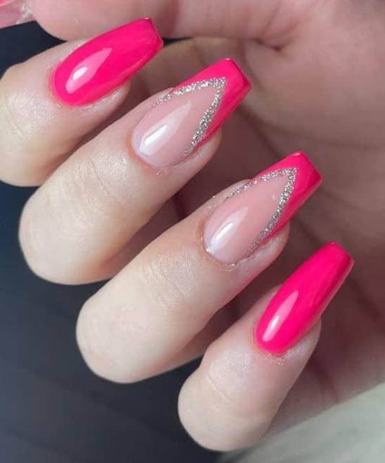 Pink Glitter Nails French Tip