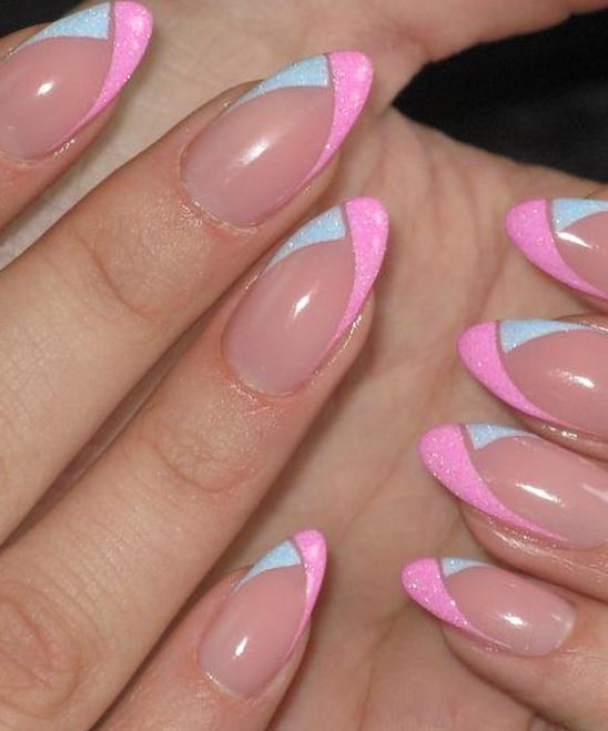 Pink Nails With Black Tips
