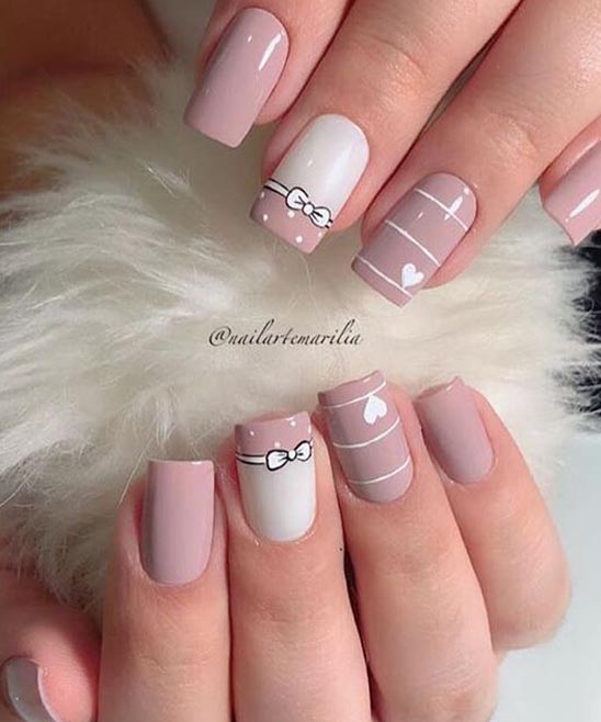 Pink Nails With Red Hearts