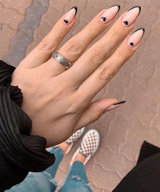 Pink Nails With White Hearts