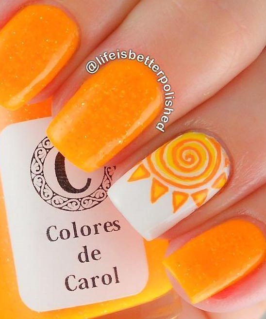 Pink Orange and Yellow Nails