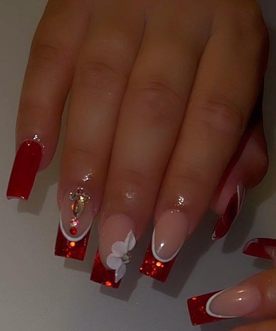 Pink Rhinestone Nails