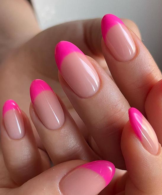 Pink Tip Almond Nails