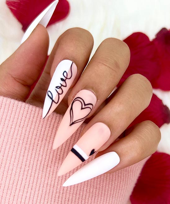Pink Valentine's Day Coffin Nails