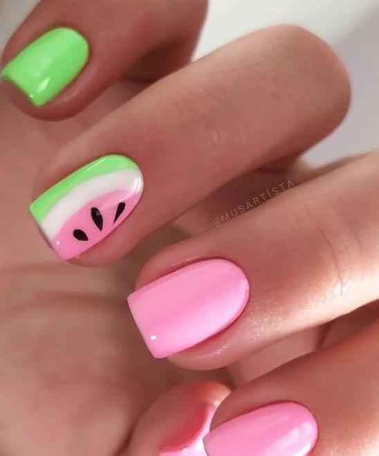 Pink Watermelon Nails