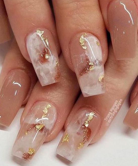 Pink With Gold Flakes Nails