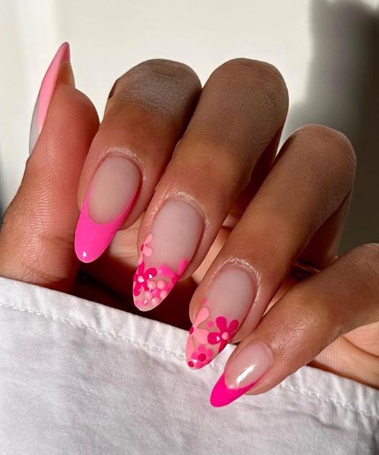 Pink With White Tip Nails