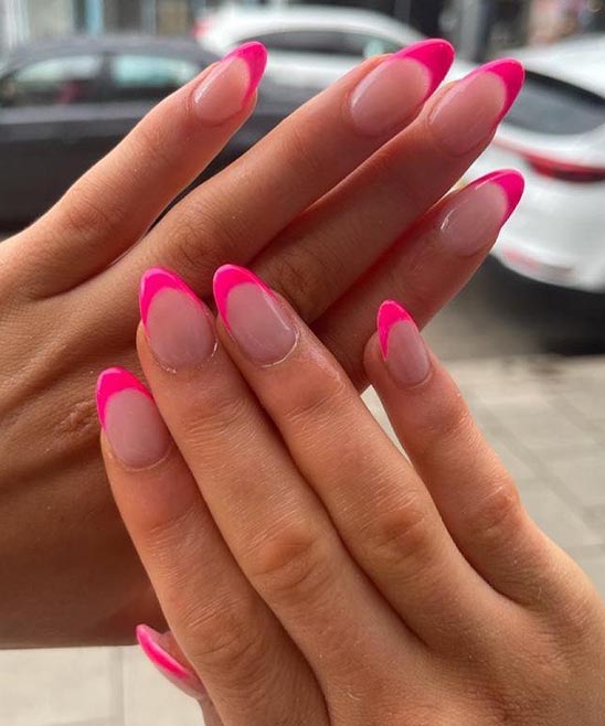 Pink and Blue French Tip Nails