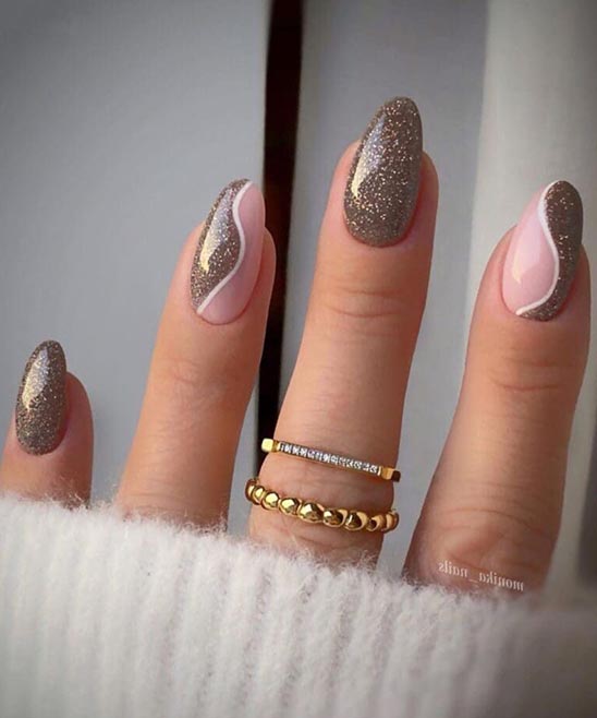 Pink and Brown Acrylic Nails
