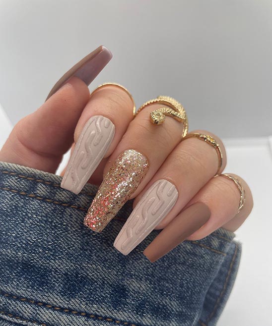 Pink and Brown Acrylic Nails