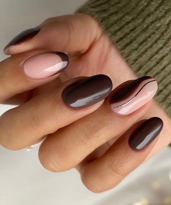 Pink and Brown Nail Design