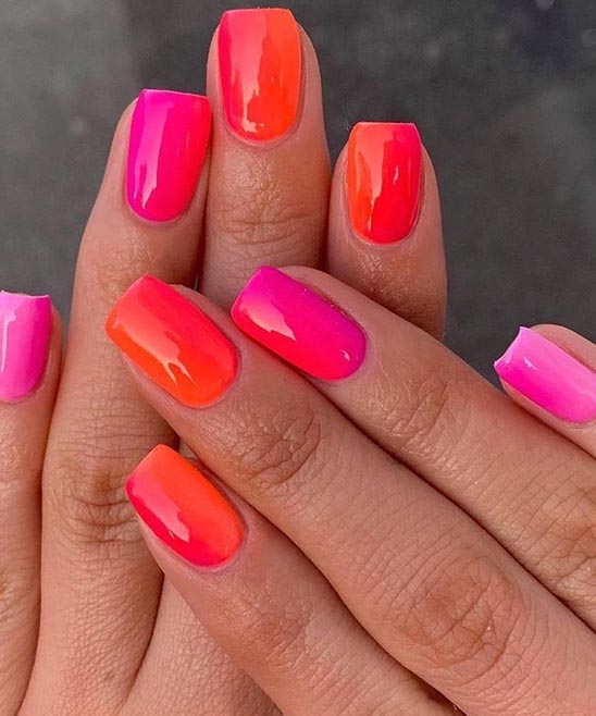 Pink and Orange Acrylic Nails