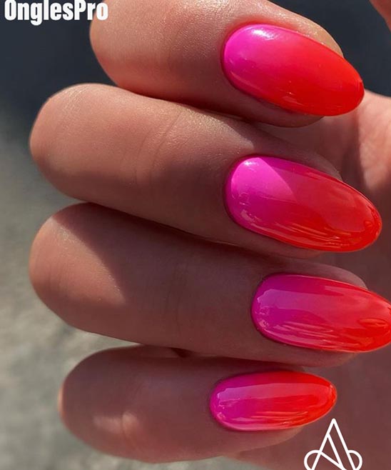 Pink and Orange Flame Nails