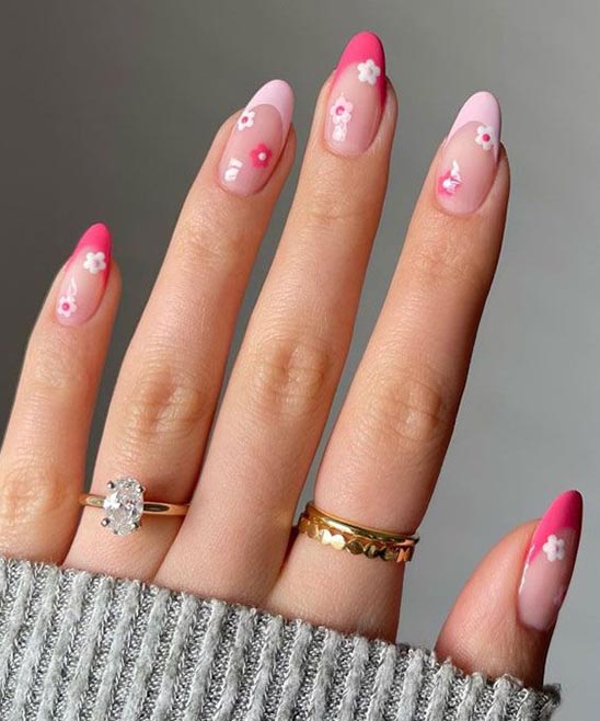 Pink and Orange French Tip Nails