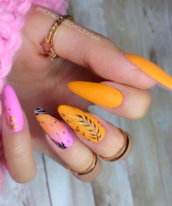 Pink and Orange Nail Designs