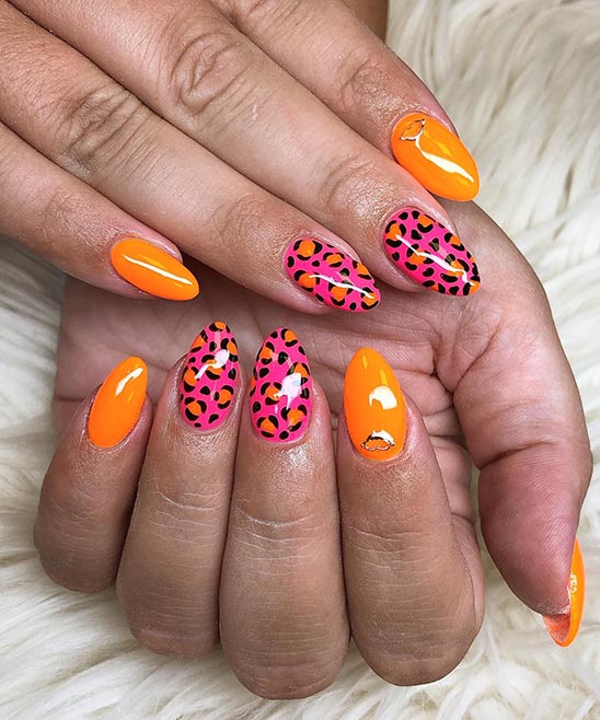 Pink and Orange Nail Tips