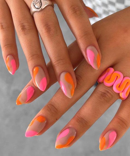 Pink and Orange Nails Ombre