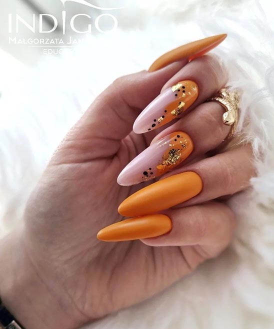 Pink and Orange Ombre Glitter Nails