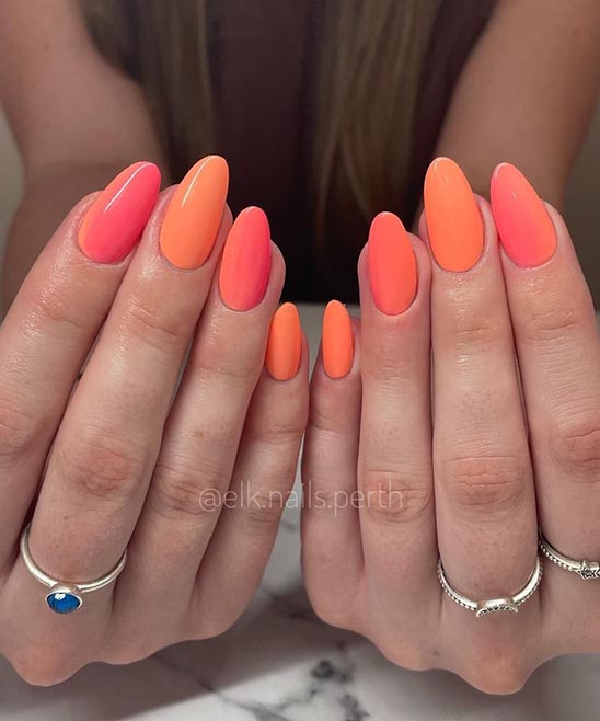 Pink and Orange Spring Nails