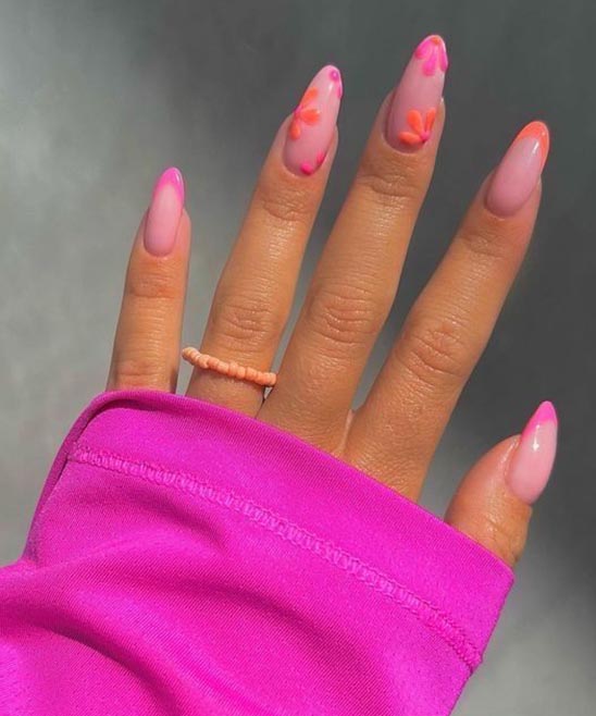 Pink and Orange Summer Nails