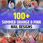 Pink and Orange Summer Nails