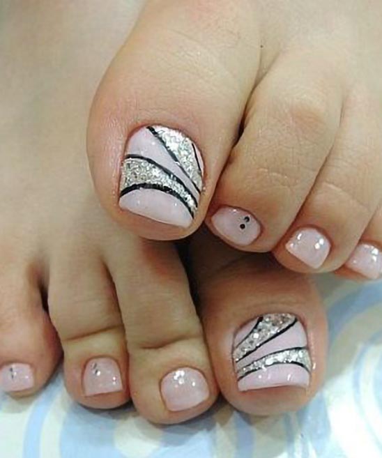 Pink and Silver Toe Nail Designs