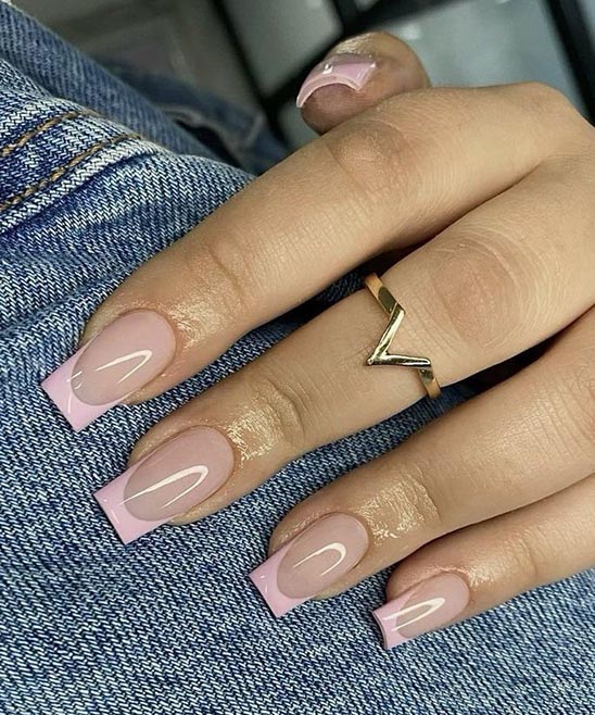Pink and White French Tip Acrylic Nails