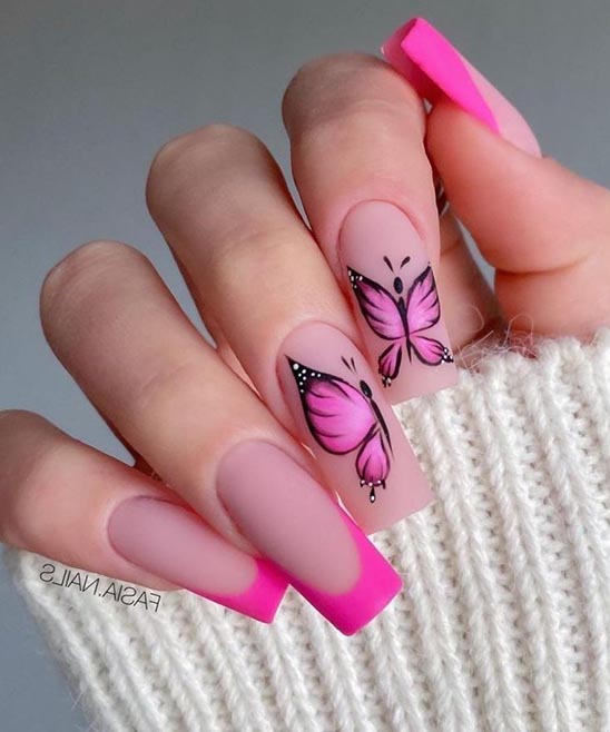 Pink and White French Tip Nail Designs