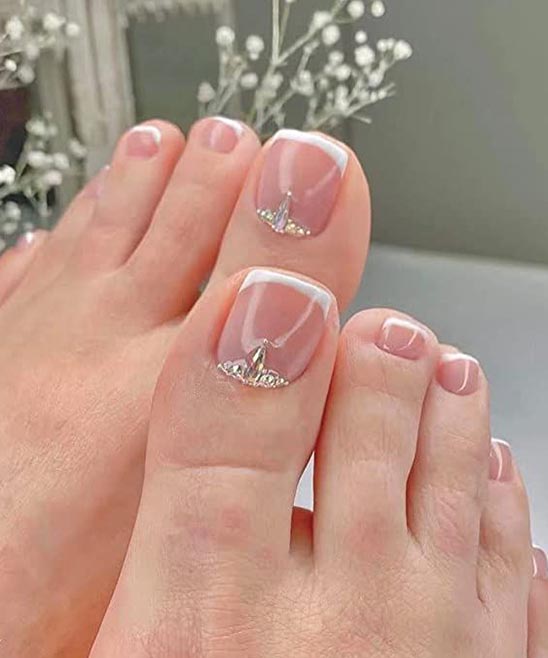 Pink and White French Tip Toenails