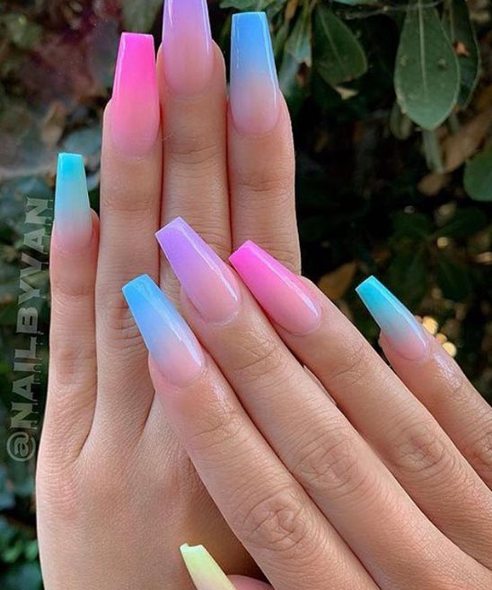 Pink and White Ombre Almond Nails