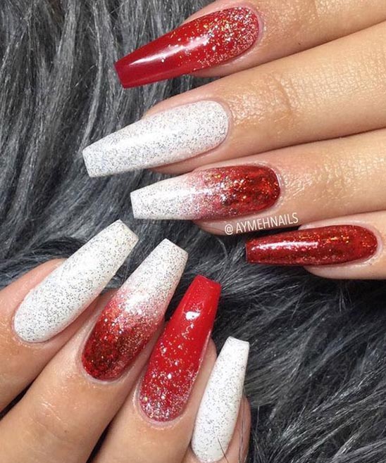 Pink and White Ombre Christmas Nails