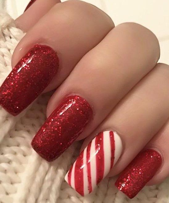 Pink and White Ombre Christmas Nails