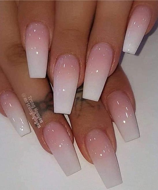 Pink and White Ombre Nails Almond