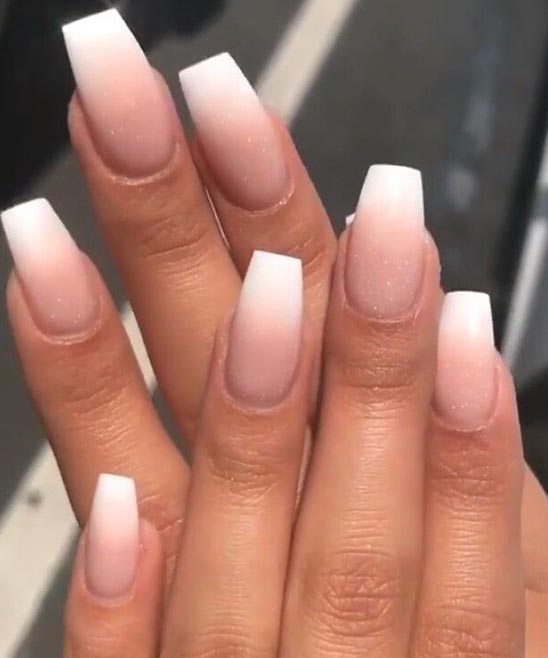 Pink and White Ombre Nails Short Square