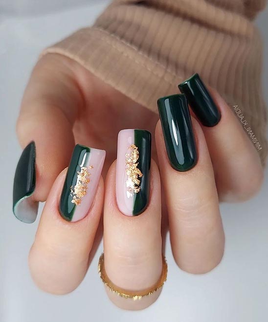 Prom Nails for Emerald Green Dress