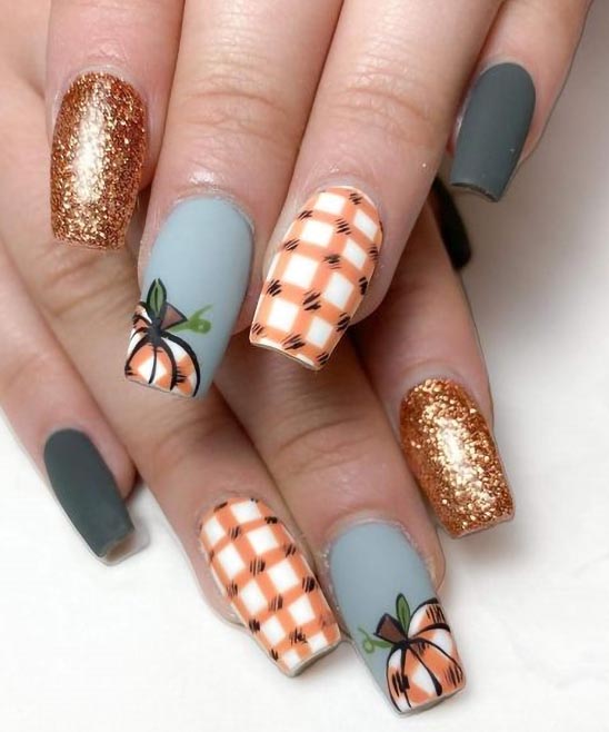 Pumpkin Design on Nails