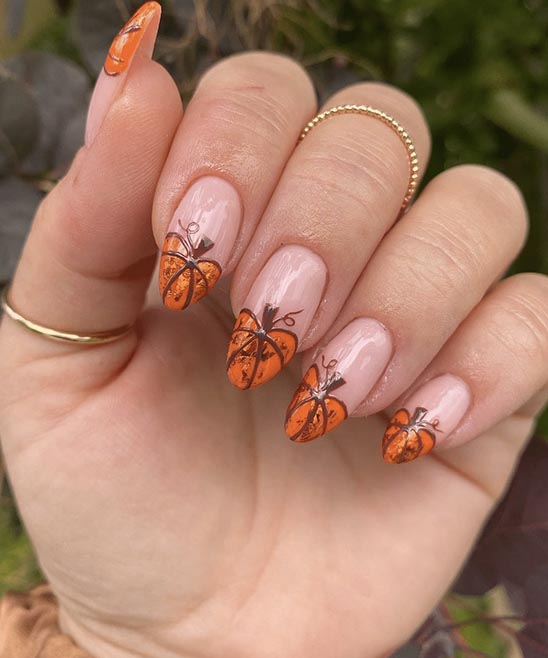 Pumpkin Halloween Nails