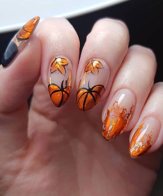 Pumpkin Toe Nail Design