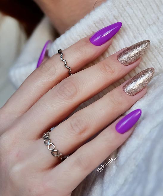 Purple Black and Gold Nail Designs