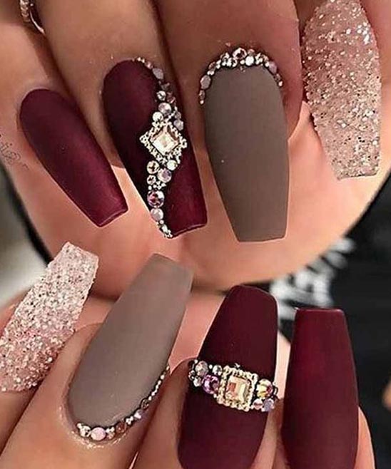 Purple Nails With Rhinestones