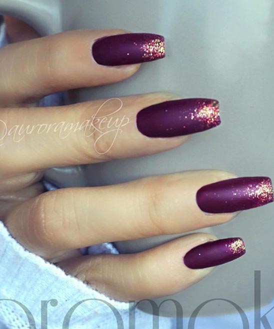 Purple White and Gold Nails