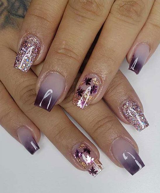 Purple and Gold Fall Nails