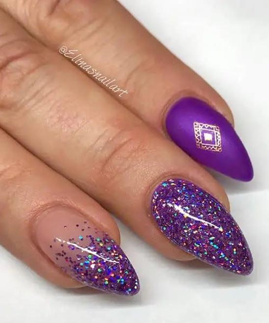 Purple and Gold Gel Nail Designs
