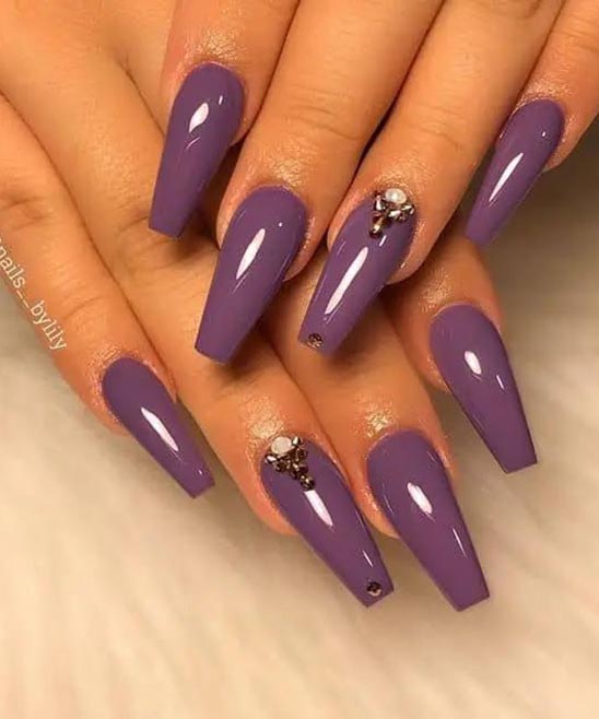 Purple and Gold Glitter Nail Designs