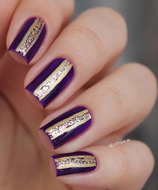 Purple and Gold Leopard Nails