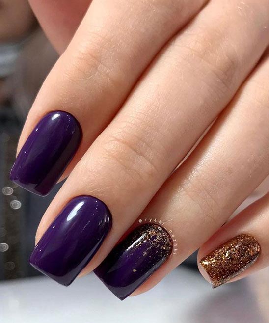 Purple and Gold Marble Nails