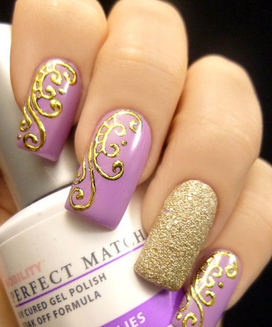 Purple and Gold Nail Art Ideas