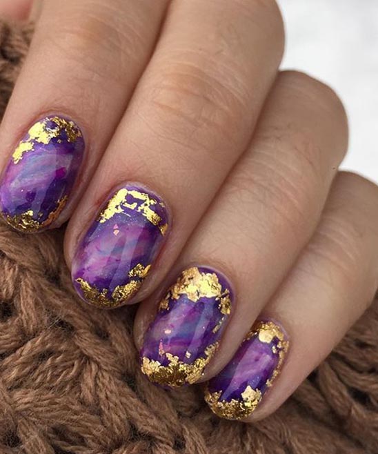 Purple and Gold Nail Des