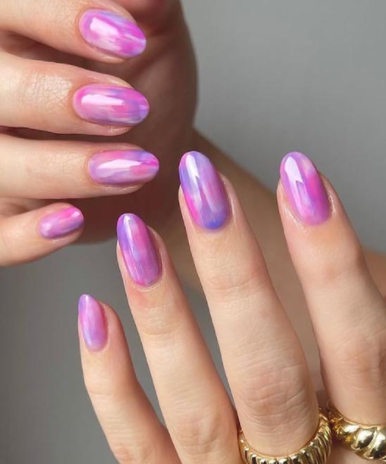 Purple and Rose Gold Nails
